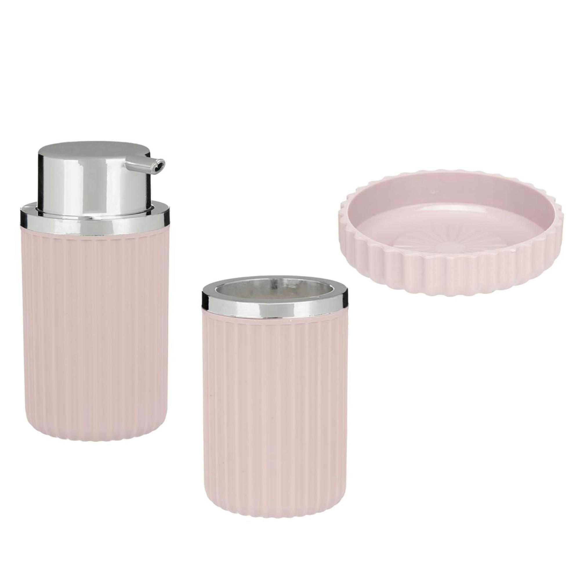 - Set salle de bain plastique rose- 3 pièces