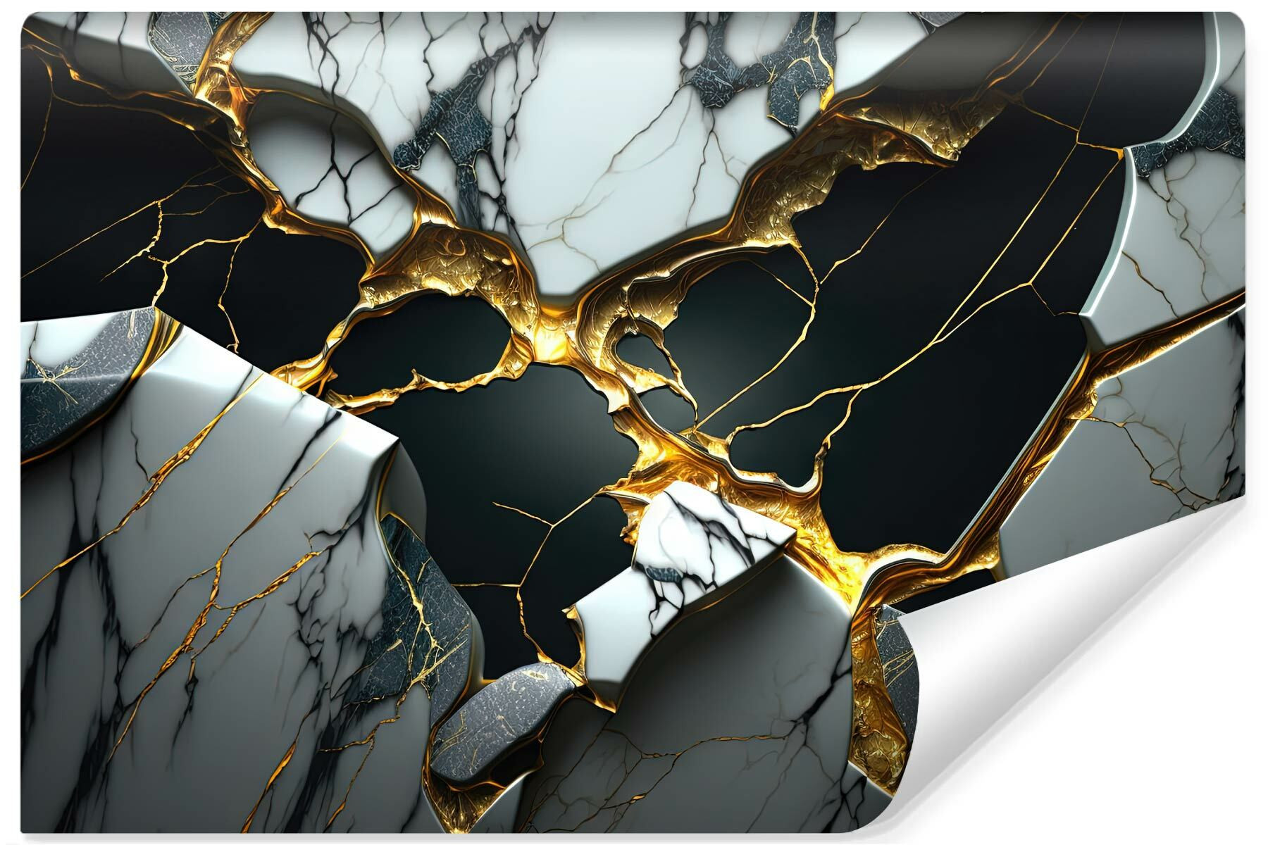 Fototapeta Ścienna Czarno-biały Marmur Efekt 3D 90x60cm