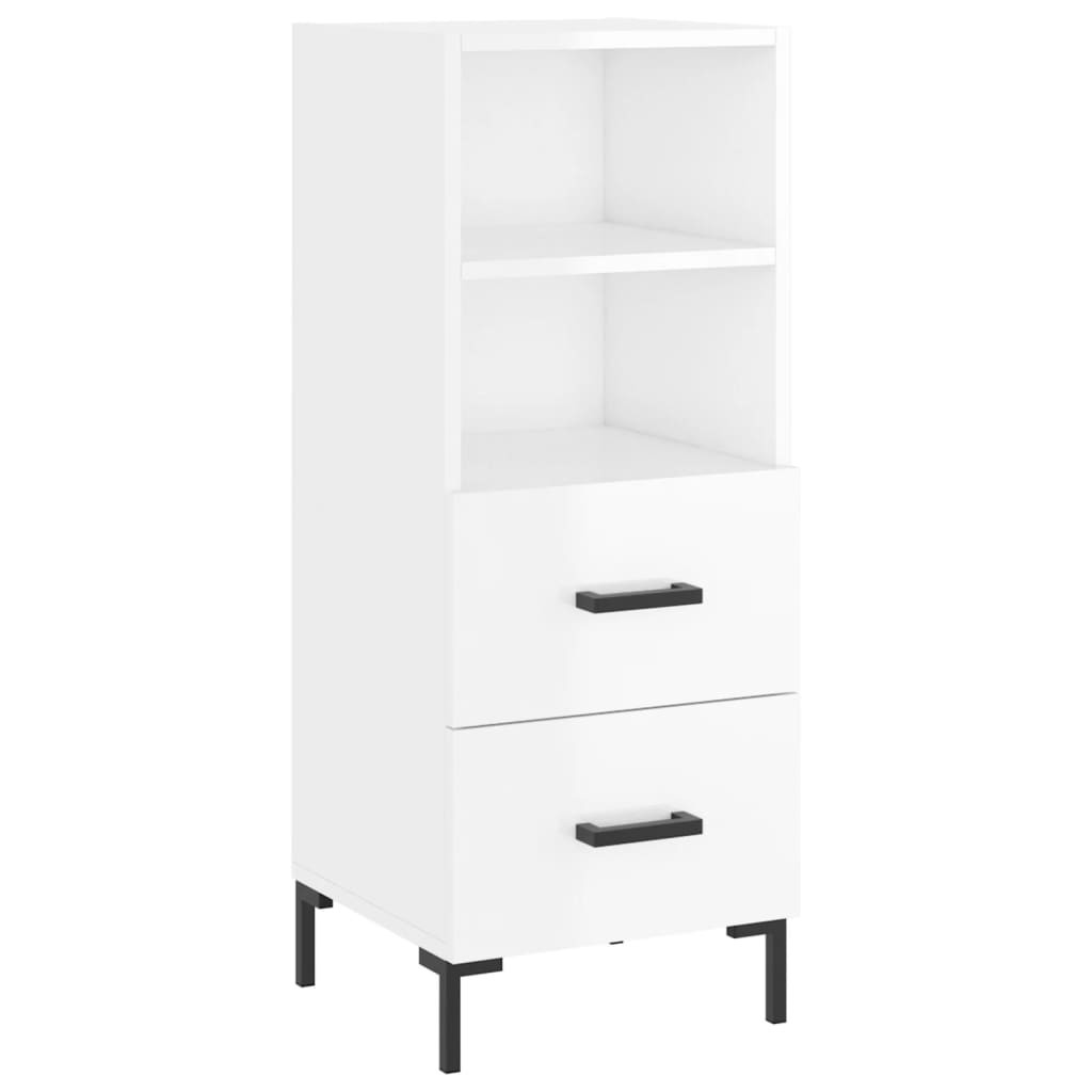 Szafka Biała Połysk z Szufladami 34.5x34x90 cm do Salonu Pokoju