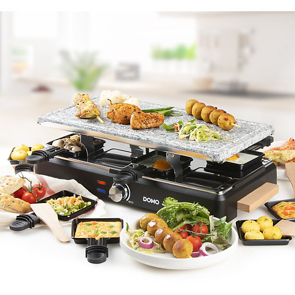 Appareil a Raclette- DOMO - DO9262G - 8 personnes - Pierre a cuire - Gril - 1400 W