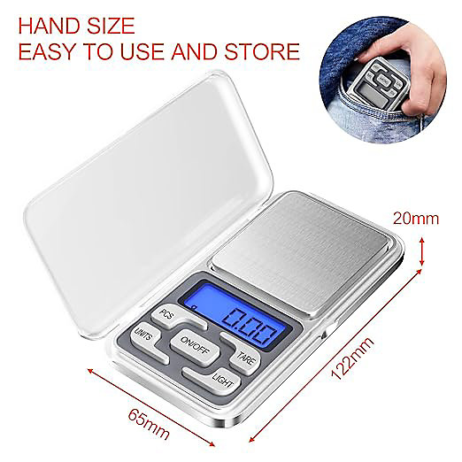 BASHLWUA Balances de Cuisine Precision, 0.01g-500g, Mini Balances Alimentaire Multifonctionnelles avec Affichage Led et Fonction T