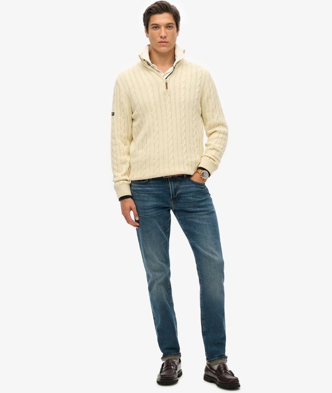 Organic Cotton Classic Cable Half-Zip Jumper