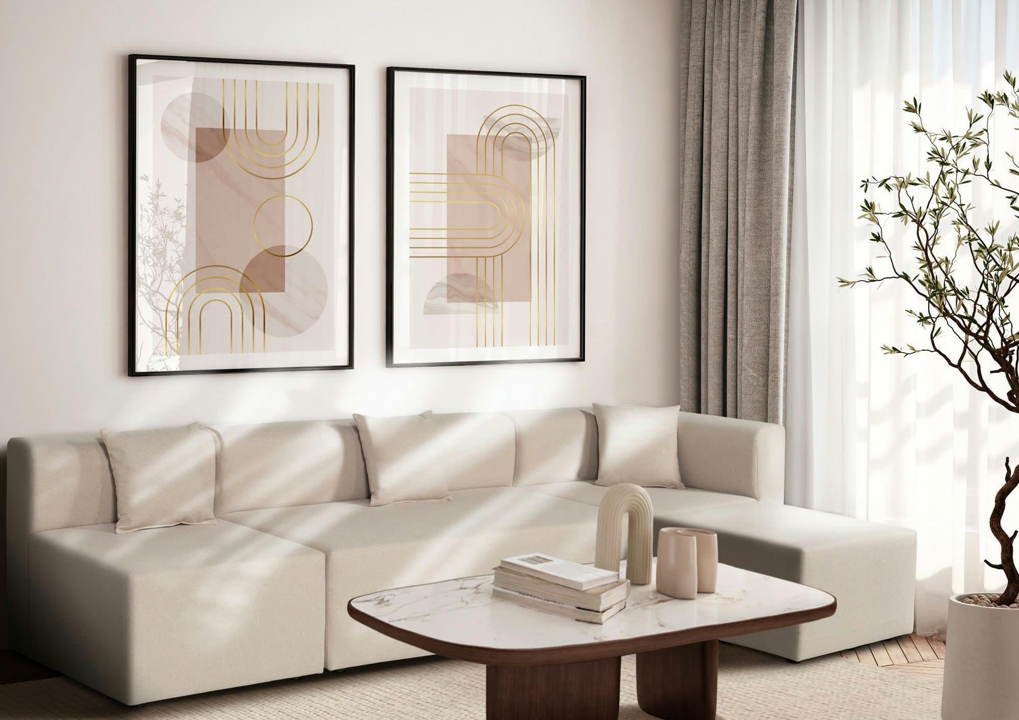 CENTAURI - Pouf carré 1 place  en tissu beige clair