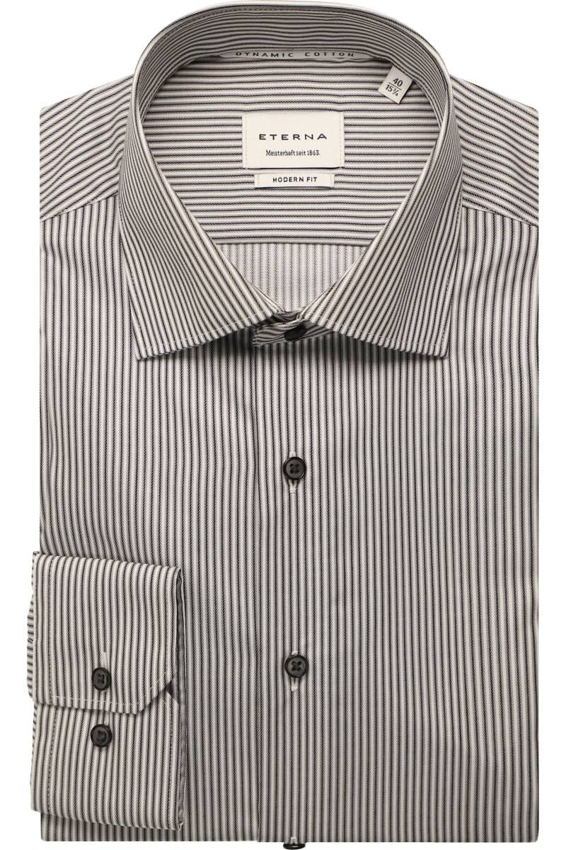 ETERNA Modern Fit Hemd steingrau, Gestreift