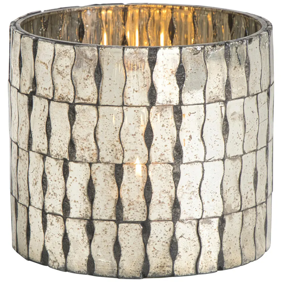 Waxinelichthouder spiegel bruin glas 10x&Oslash;11 cm