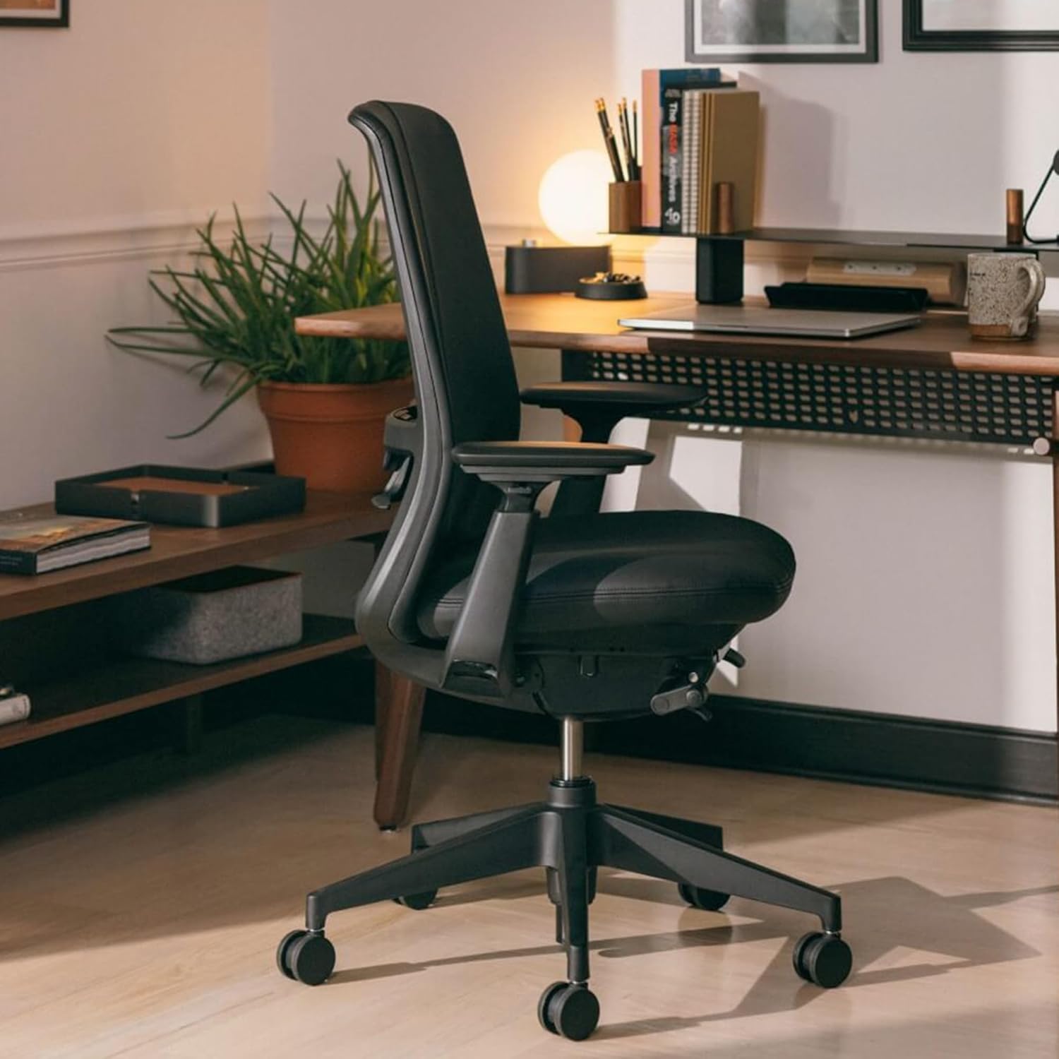 Haworth Soji Office Chair with Ergonomic Adjustments and Lumbar Support, Adjustable Desk Computer Chair with Flexible Mesh Back for Home Office Furniture, Carbon
