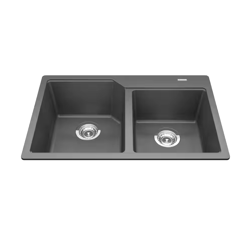 Kindred Urban Drop In Granite Double Bowl Kitchen Sink, 30.69-in x 19.69-in x 8.63-in, Stone Grey