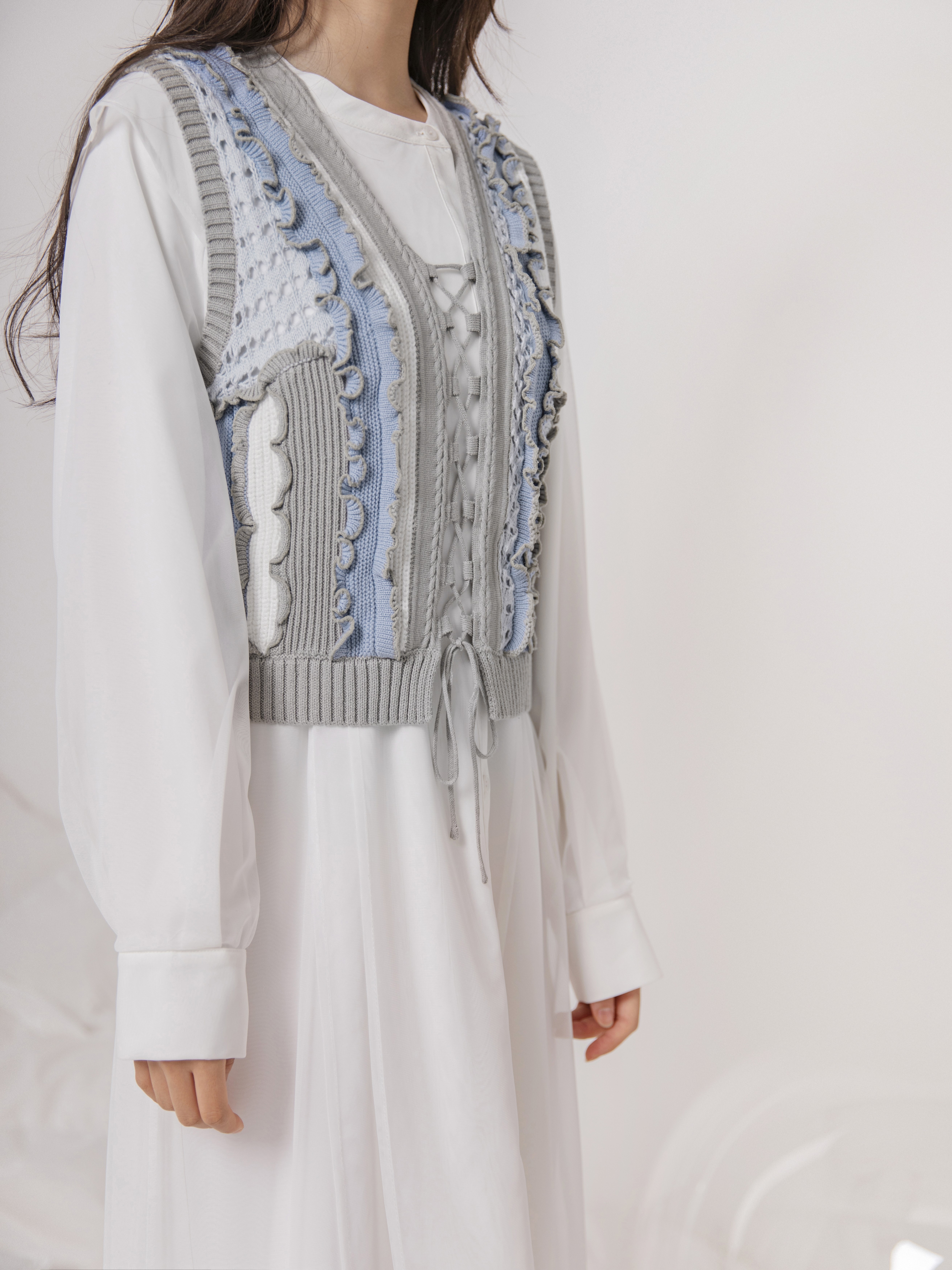 Lace-up Knitted Vest - 26SDJ062UL