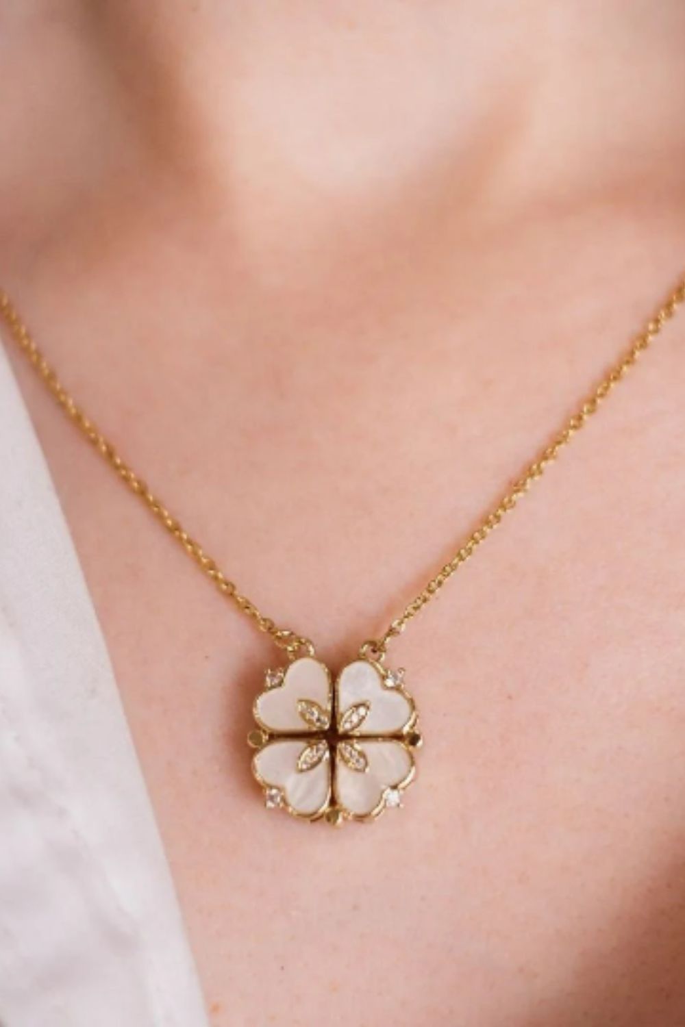 The Colourful Aura Four Heart Magnet Foldable Crystal Flower Drop Leaf Minimalistic Love Pendant