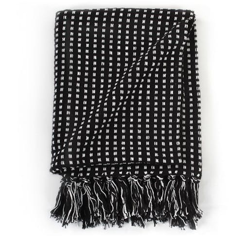 NNEVL Throw Cotton Squares 220x250 cm Black