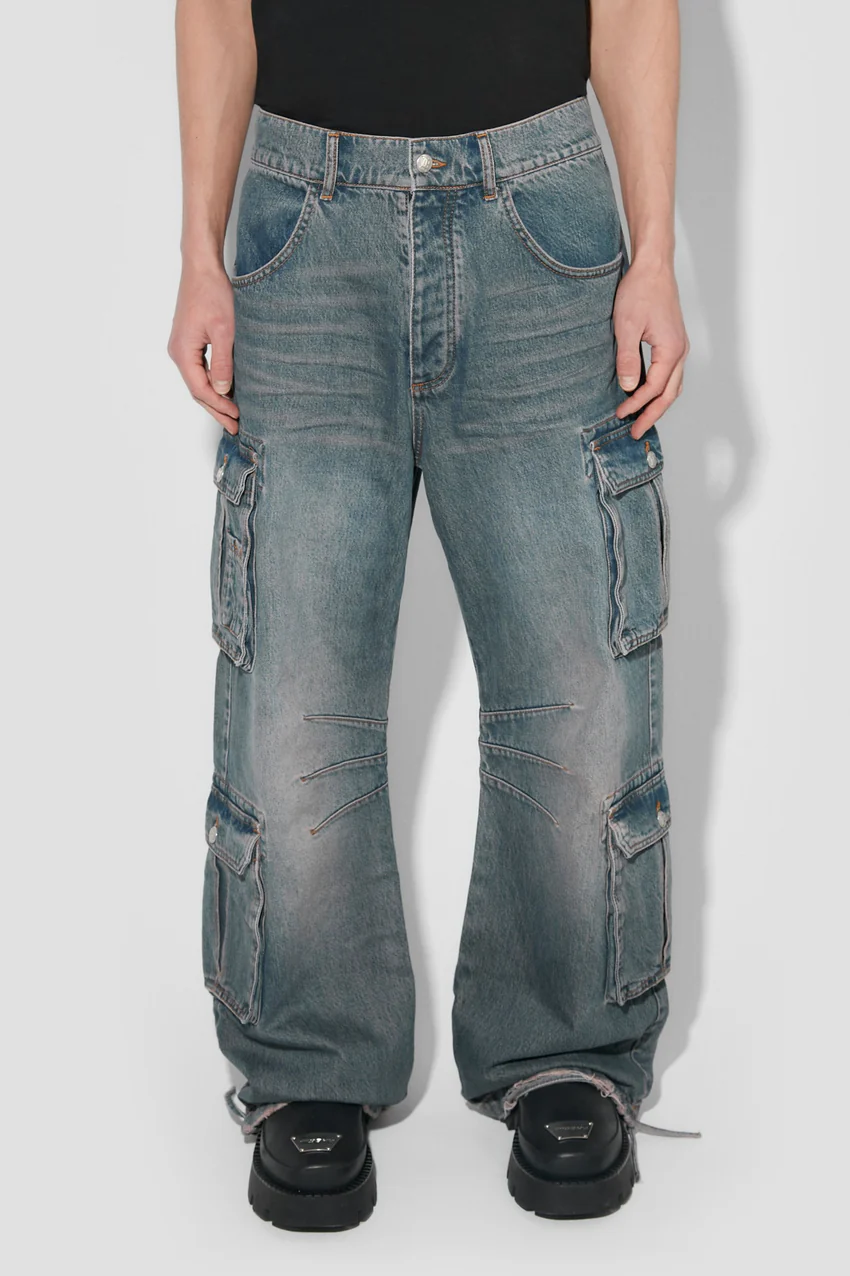 Dirt Bath Cargo Denim Trousers