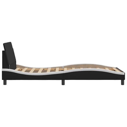 NNEVL Bed Frame with Headboard Black and White 107x203 cm Faux Leather