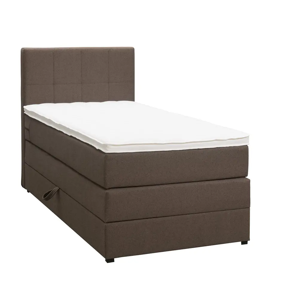 Boxspring met opbergruimte Liv geblokt - donkerbruin - 90x200 cm