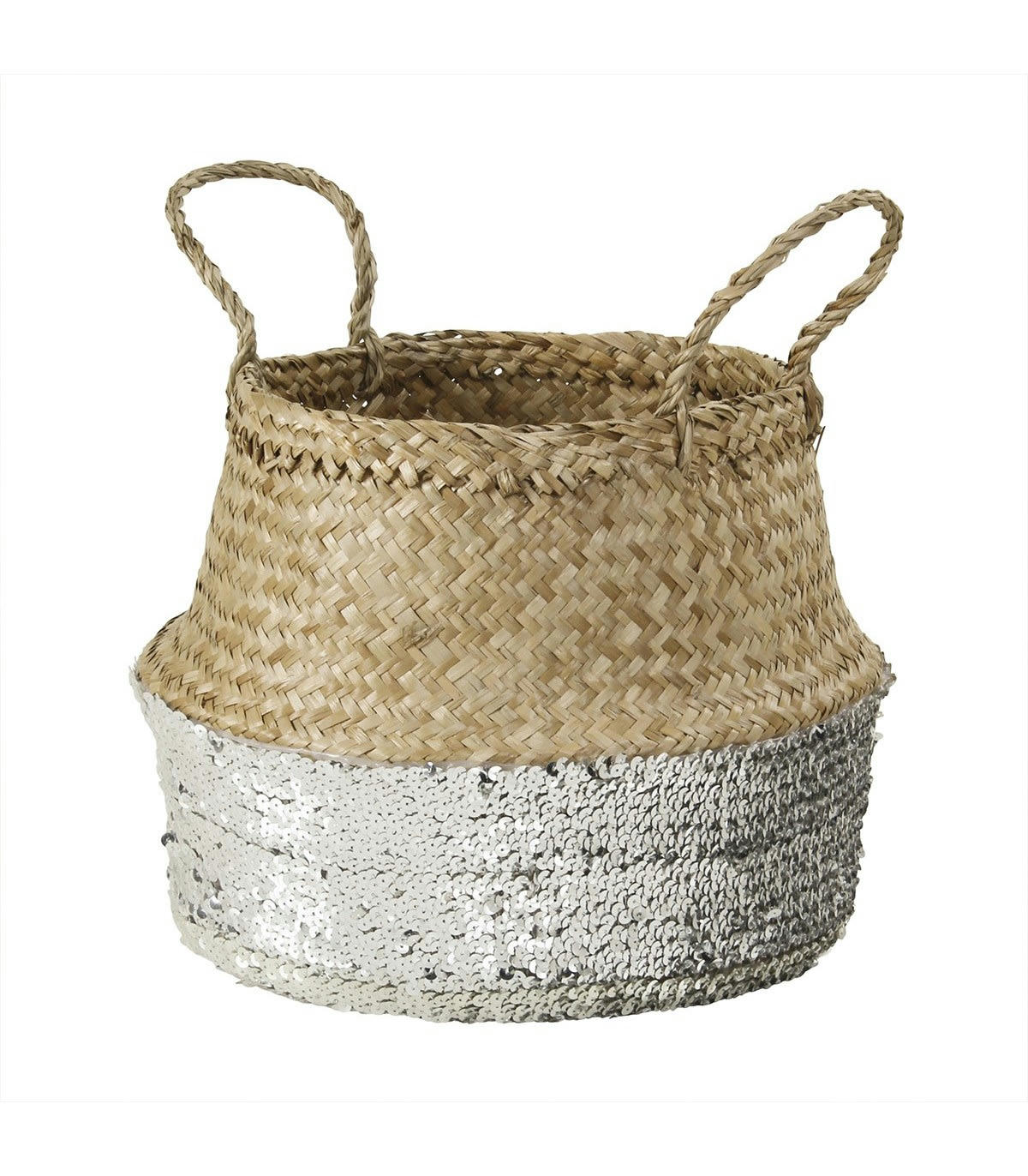 - Panier rond tressé jonc de mer en sequin
