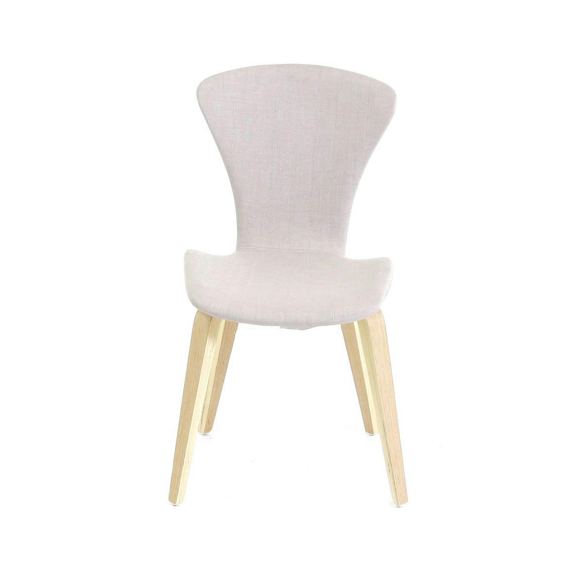 MANIE - Chaise en tissu beige piétement plaqué chêne