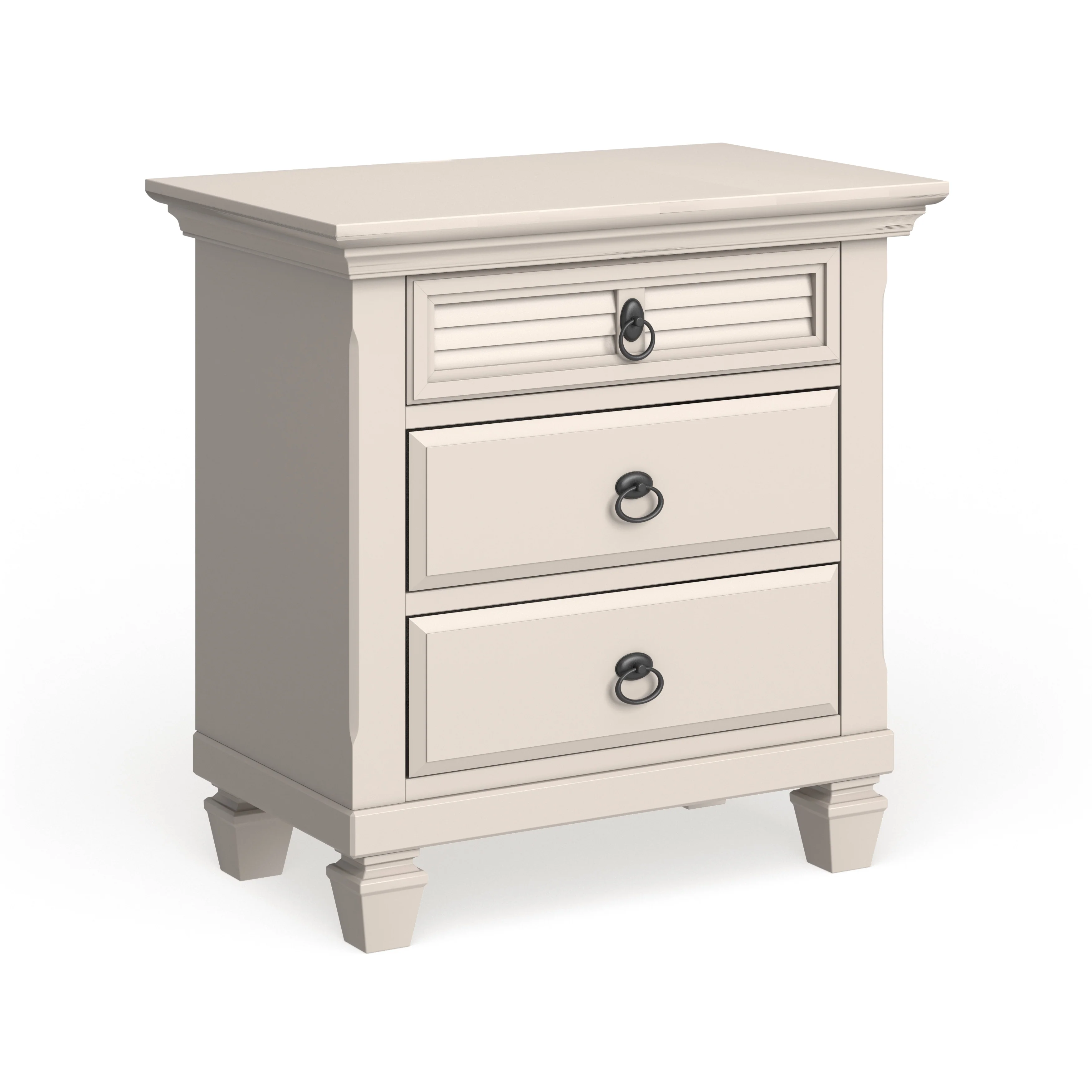 Gracewood Hollow Gregory White Pine Wood 3-drawer Nightstand