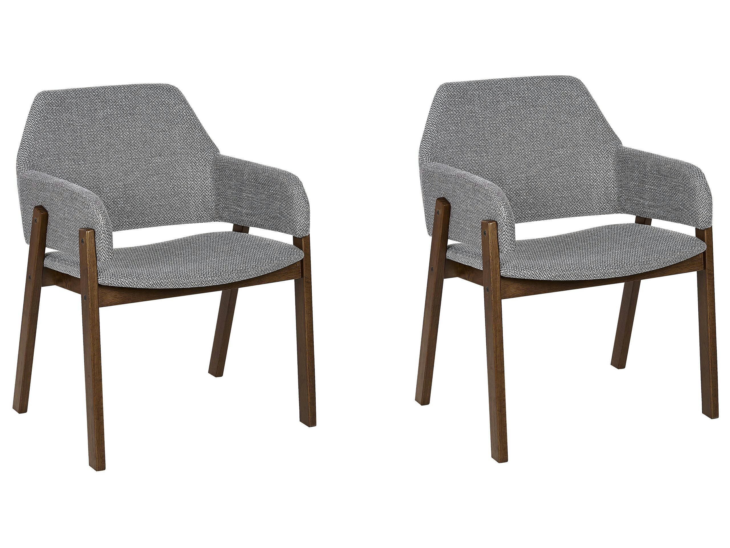 ALBION - Lot de 2 chaises de salle à manger bois sombre et gris