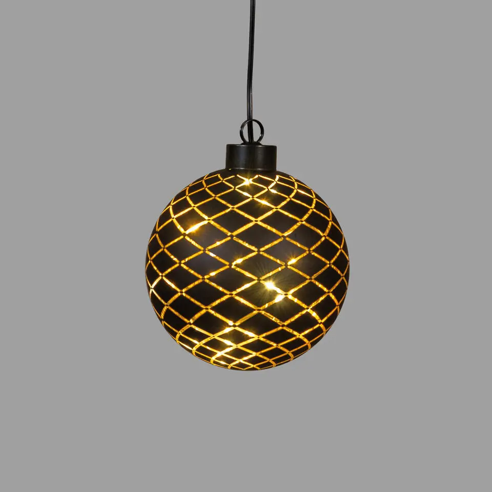 Anna's Collection Kerst hanger kerstbal - Goud - 10 cm - 8 LED