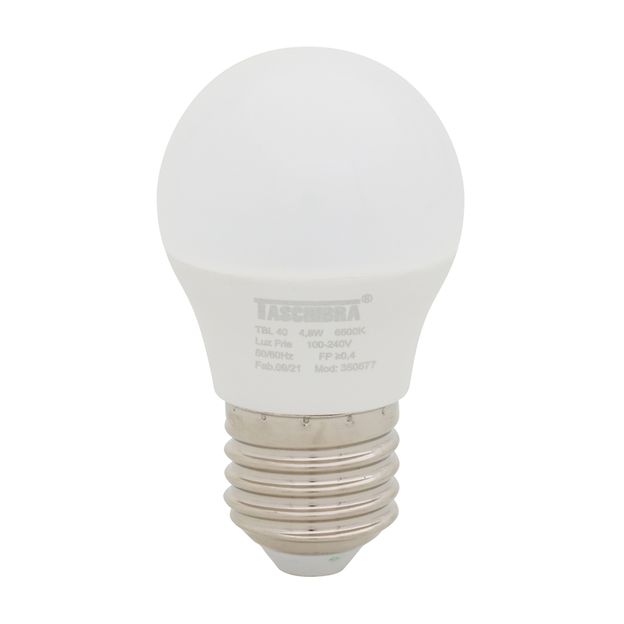 LÂMPADA LED BULBO BOLINHA E27 4,8W 127 220V LUZ AMARELA TASCHIBRA