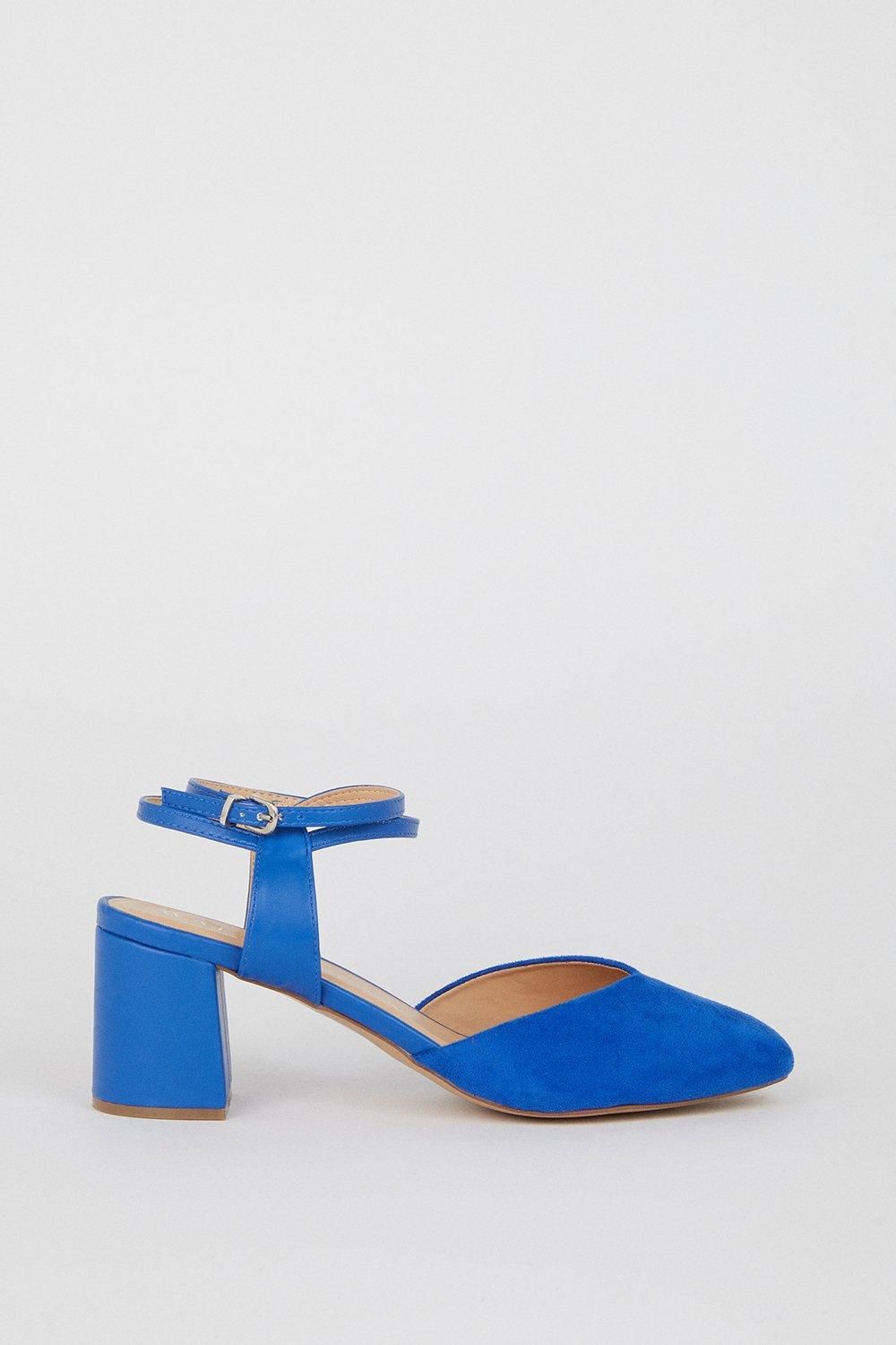 Wallis Daphne Ankle Wrap Strap Detail Block Heeled Court Shoes