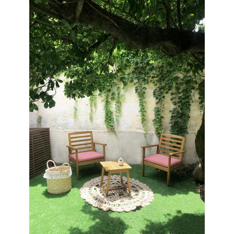 LOMA - Salon de jardin en bois d'acacia  2 places coloris terracotta