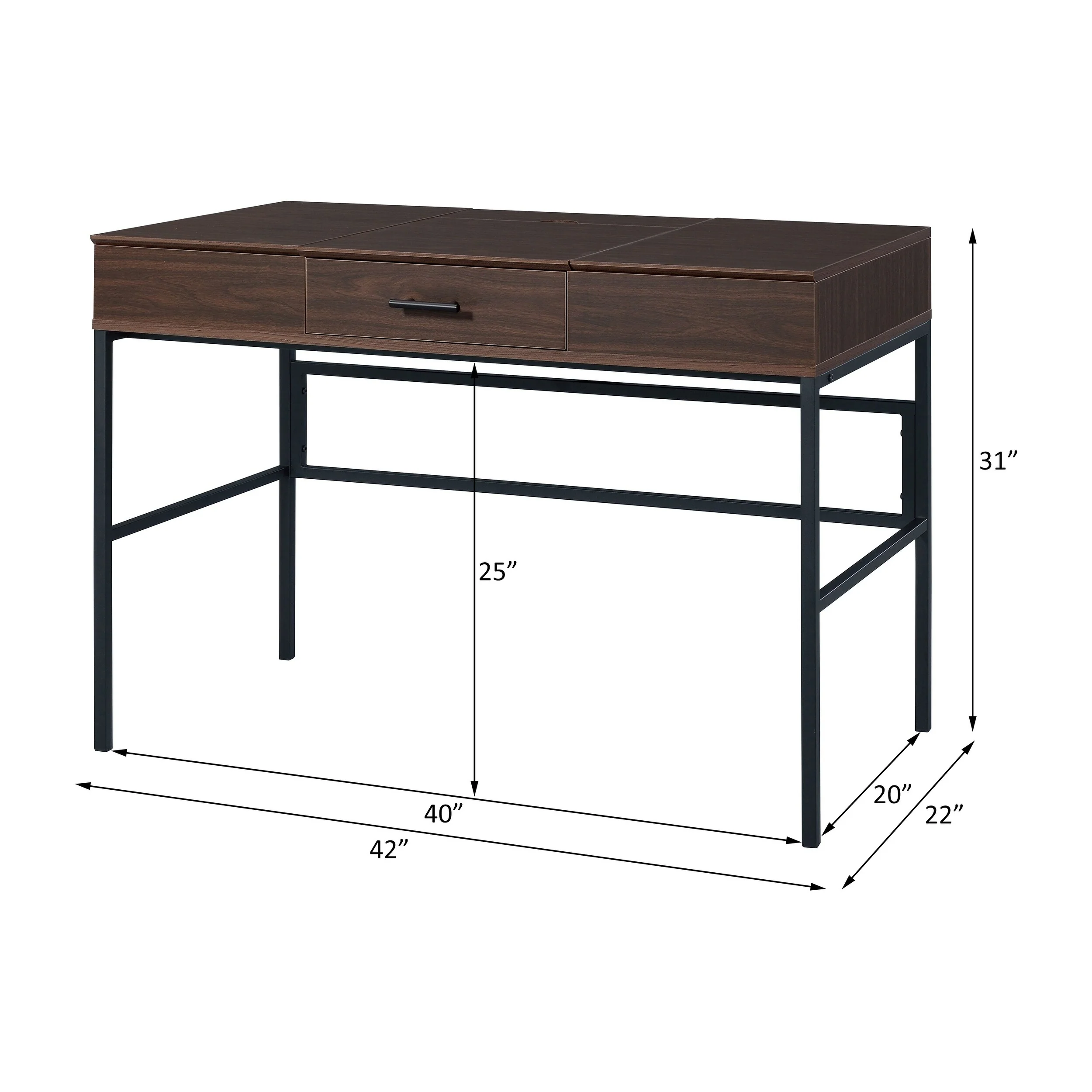Verster Oak & Black Finish Writing Desk W/USB