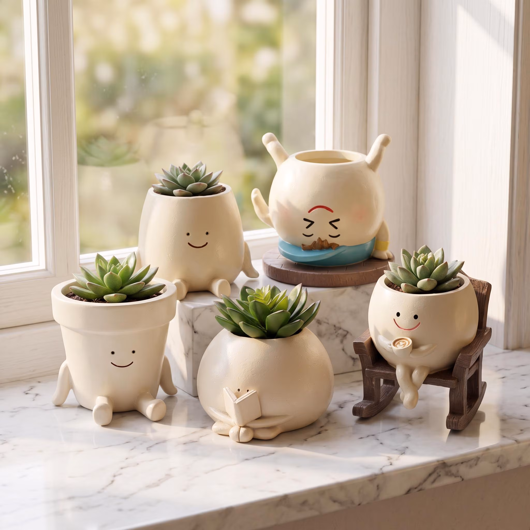 Cute Smiling Face Resin Planter, Creative Succulent Pot, Indoor Plant Decor, Gift For Plant Lovers, Funny Desk Decor, Cute Gift For Her