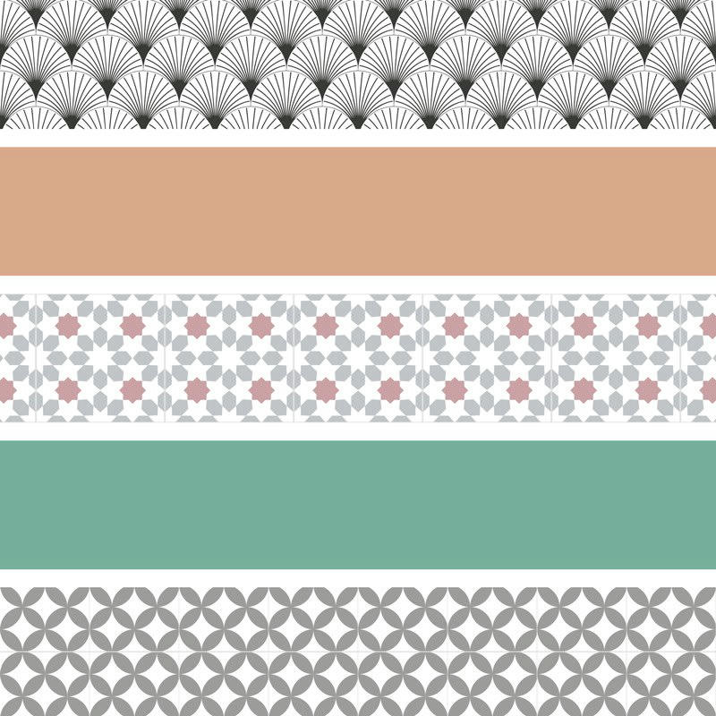 MIX SWEET BLANDNING - Lot de 5 Contremarches H 18xL100cm Multicolore Scandinave Graphique