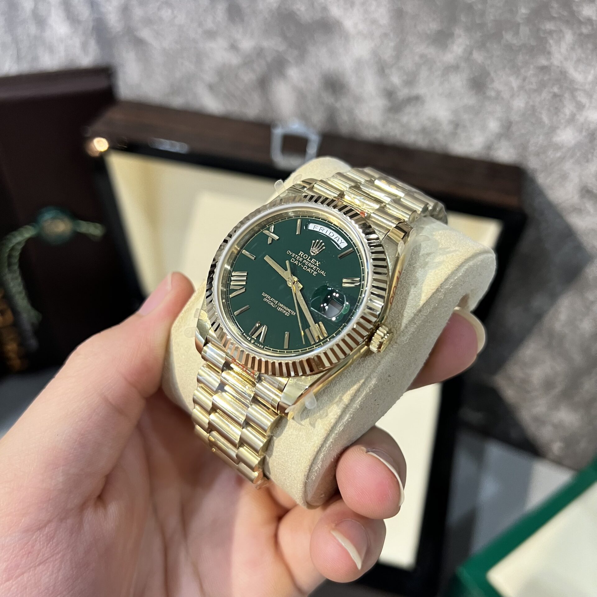 Rolex Day-Date 228238 YG Plated Green Dial 40mm Super Clone