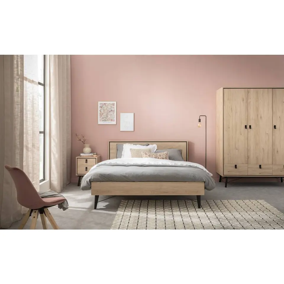 Bed Kansas - eikenkleur - 140x200 cm