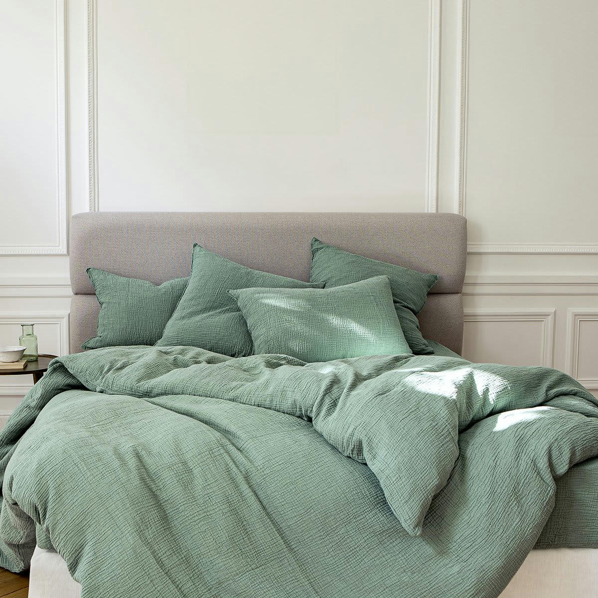 SOURCE - Housse de couette gaze de coton celadon 260x240 cm
