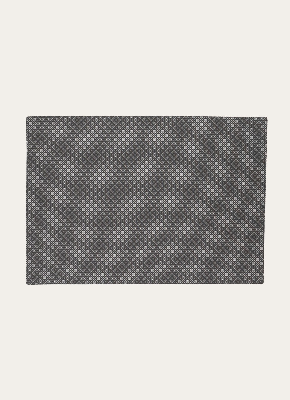 SET DE TABLE EN COTON ENDUIT MOTIF FANTAISIE GRIS/BLANC