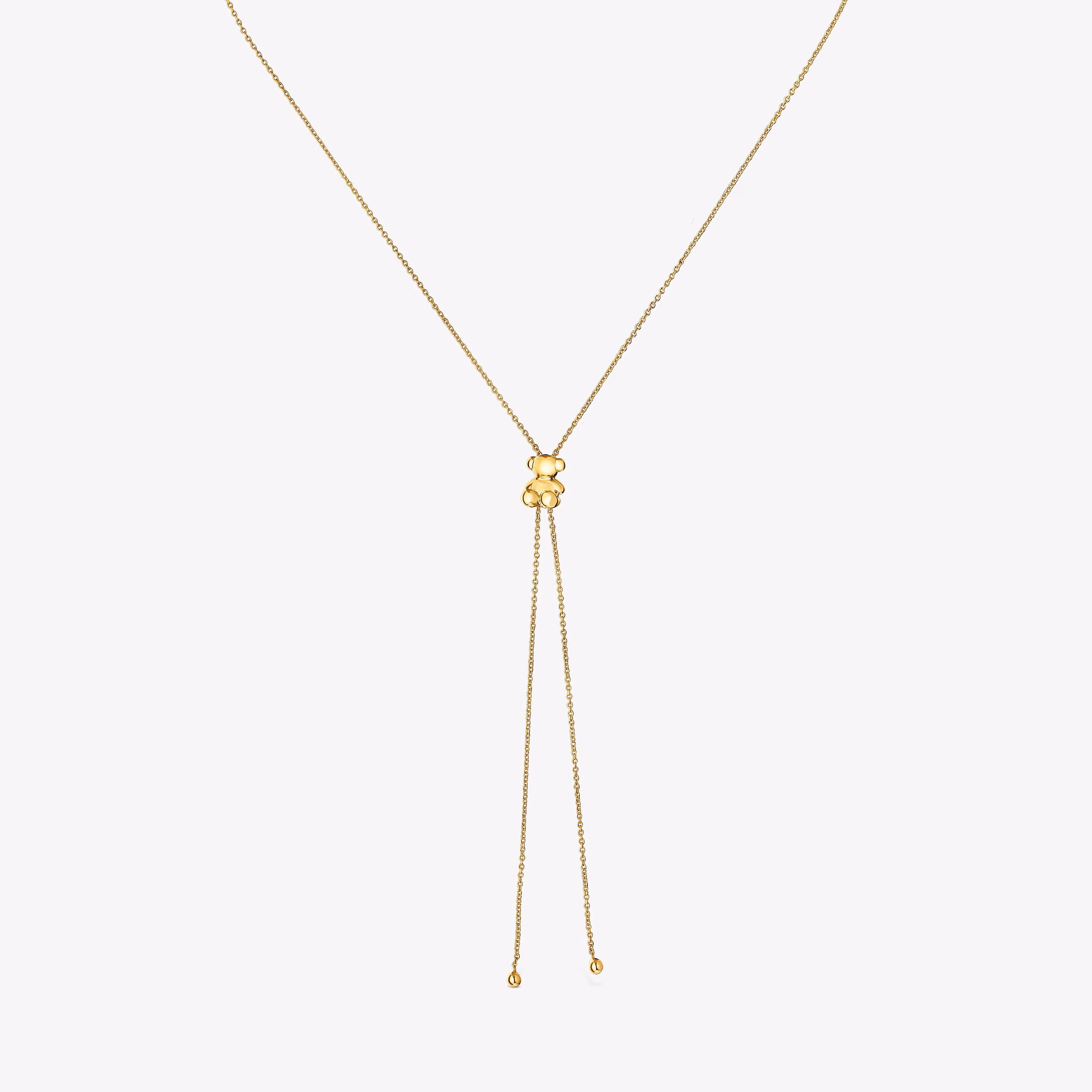 Collar mediano con baño de oro 18 kt sobre plata y motivo oso Bold Bear