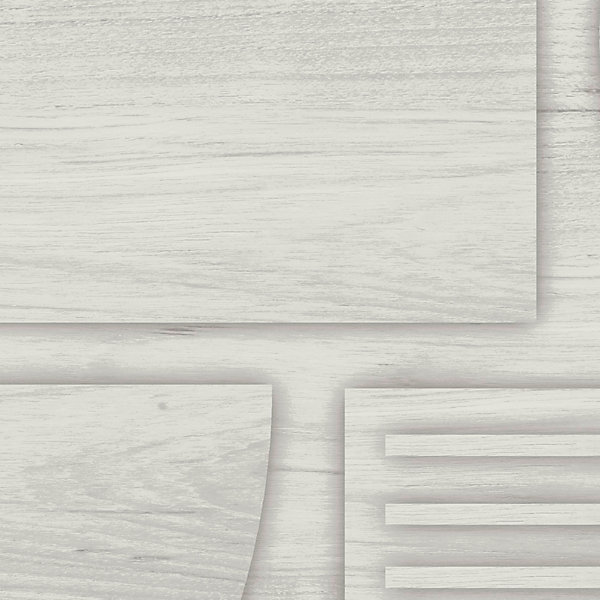 Papier peint vinyle intissé Reality Iv Lutece mat et satiné effet bois, cerclé gris, gris clair l.1005 x l.53 cm