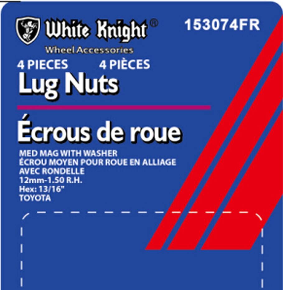 White Knight Toyota Medium Mag with Washer Lug Nut, 12-mm x 1.50