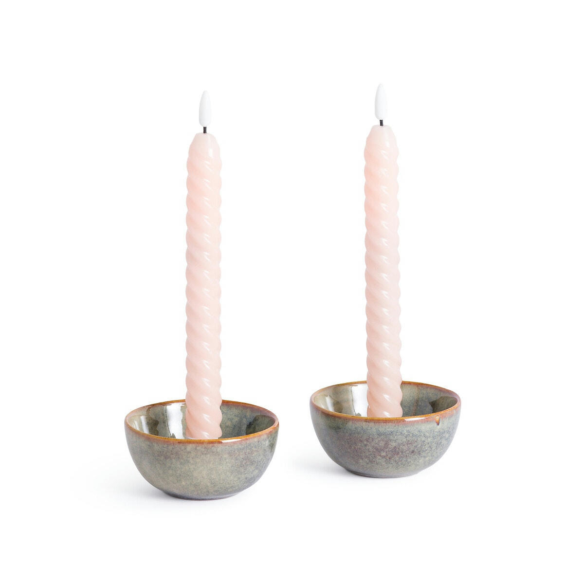 Lot de 2 bougies Led torsadées, Galaty