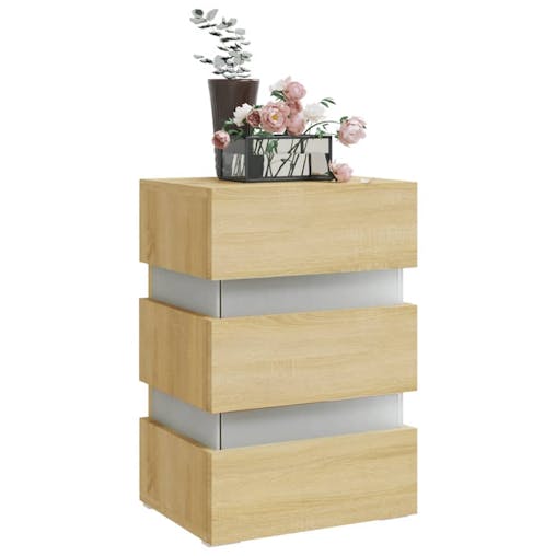 NNEVL LED Bedside Cabinet Sonoma Oak 45x35x67 cm Chipboard