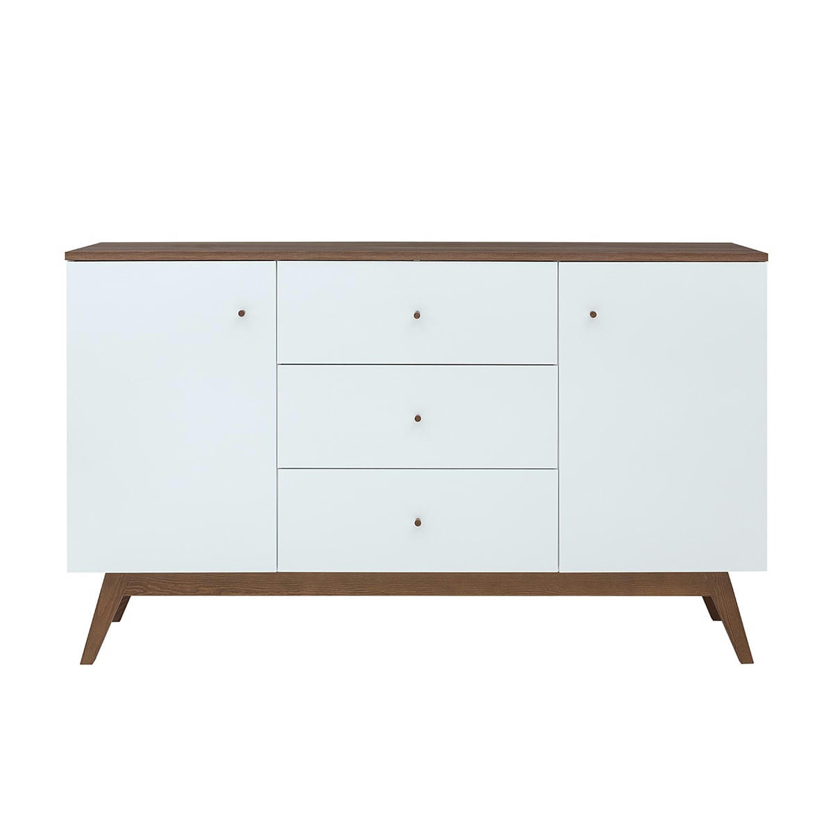 - Buffet 2 portes 3 tiroirs blanc et naturel