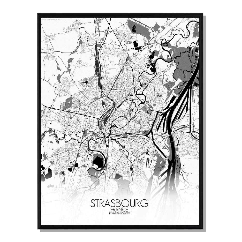 - Affiche Strasbourg Carte N&B 40x50