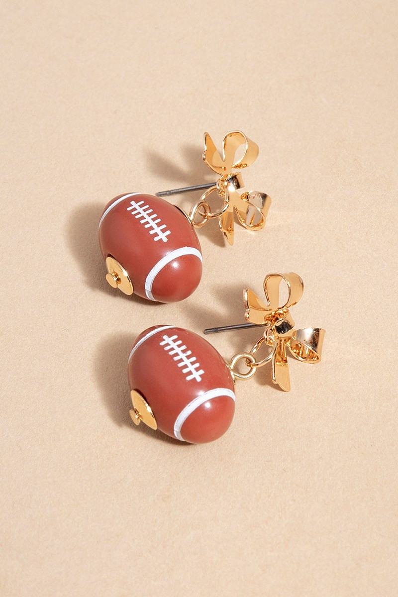 Bow Football Drop Earrings