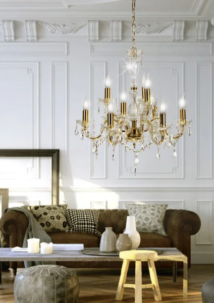 Żyrandol złoty MARIA 9xE14x40W wym:130x62x62 Candellux