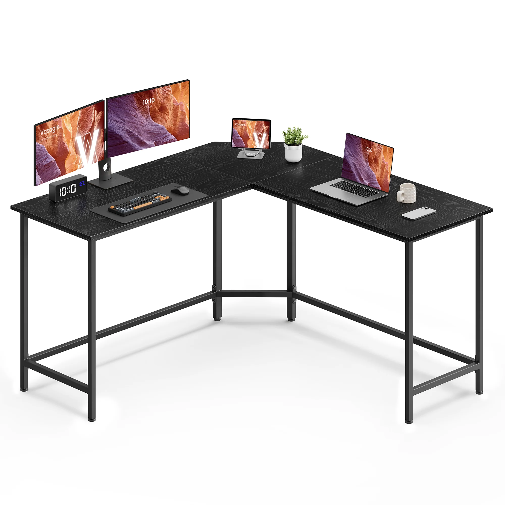 Bureau d’angle grège et noir