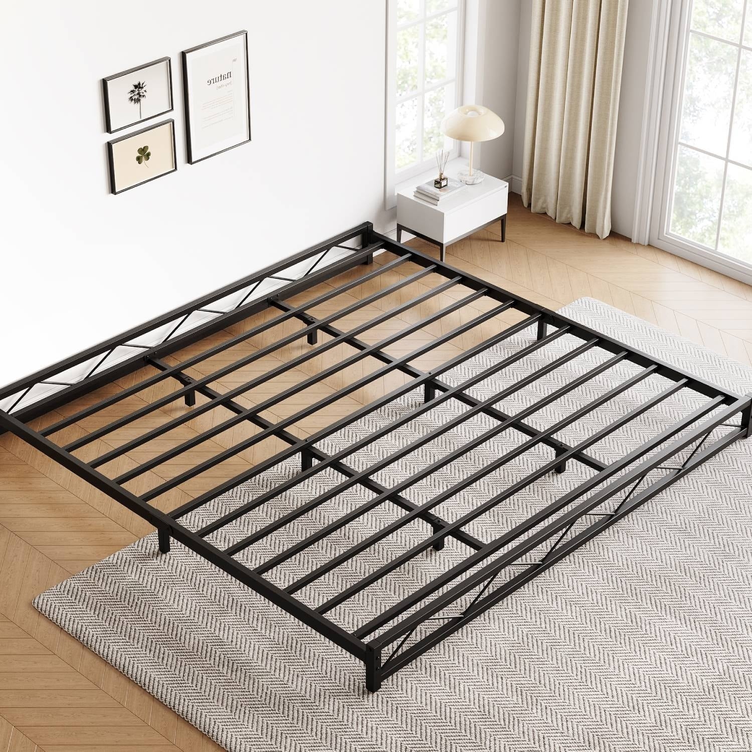 Easy Assembly King Size Bed Frame with Steel Slat Support