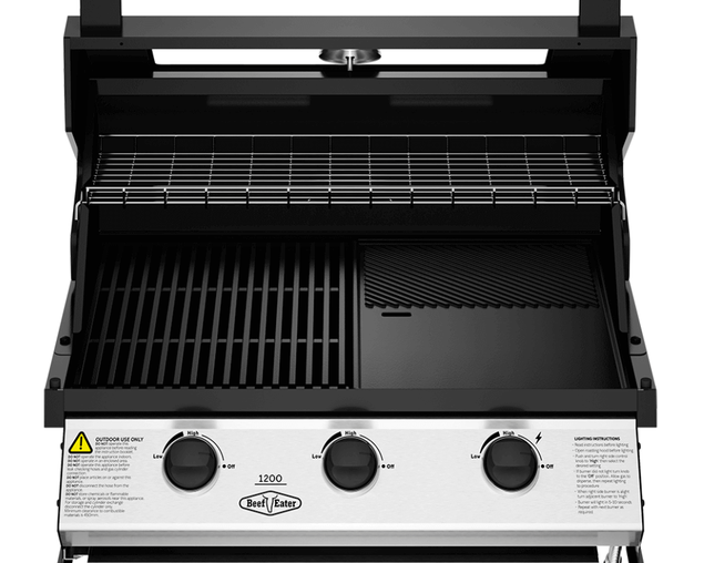 BeefEater 1200 Series 3 Burner Built In BBQ - Black Enamel