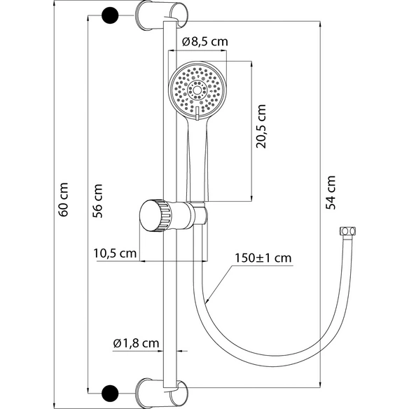 Duschbrauseset »Lisana«, 3 Strahlarten, Durchflussmenge: 13,2 lmin
