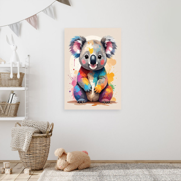 Obraz do pokoju dziecięcego salonu, Kolorowy miś koala zwierzęta 20x30