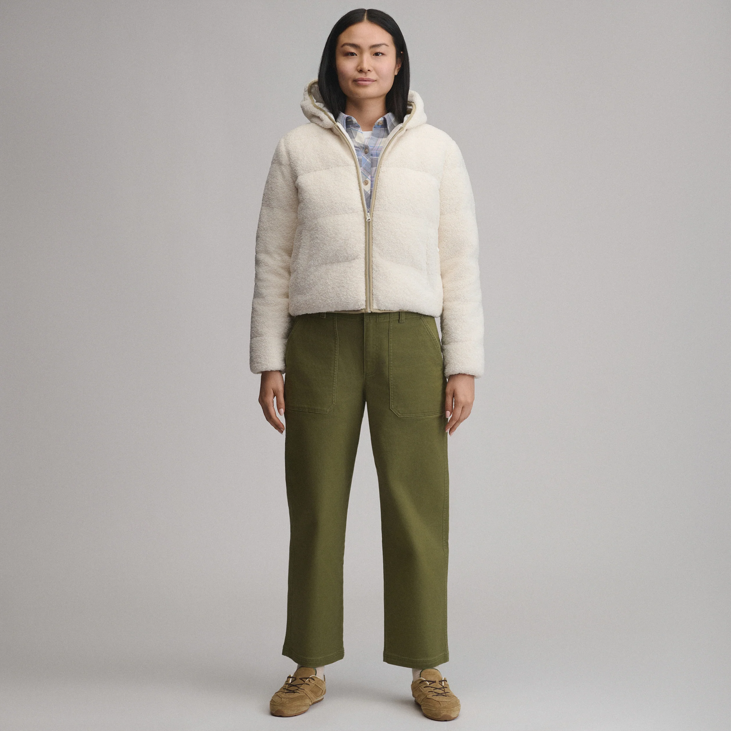 Women's Plush Puff Jacket - Faux Shearling