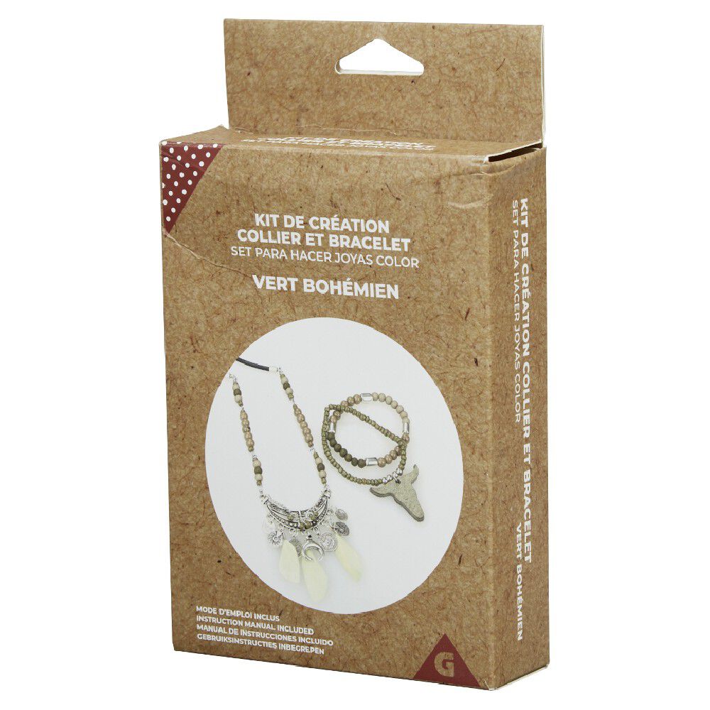 Kit de création collier et bracelet vert bohémien