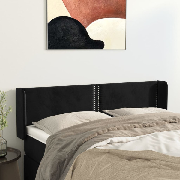 Wezgłowie Czarny 147 x 16 x 78/88 cm Aksamit vidaXL