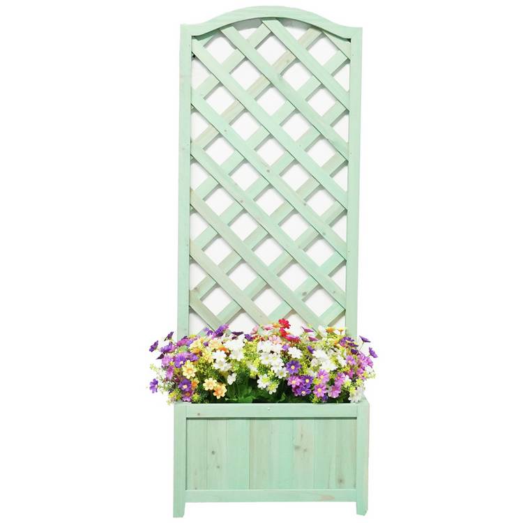 Straight Lattice Planter - Green